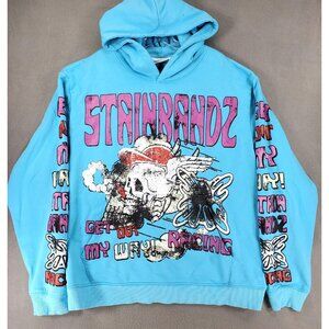 STAINBANDZ Heavyweight Pullover Hoodie SB Studios Blue XL Graphic Print Graffiti
